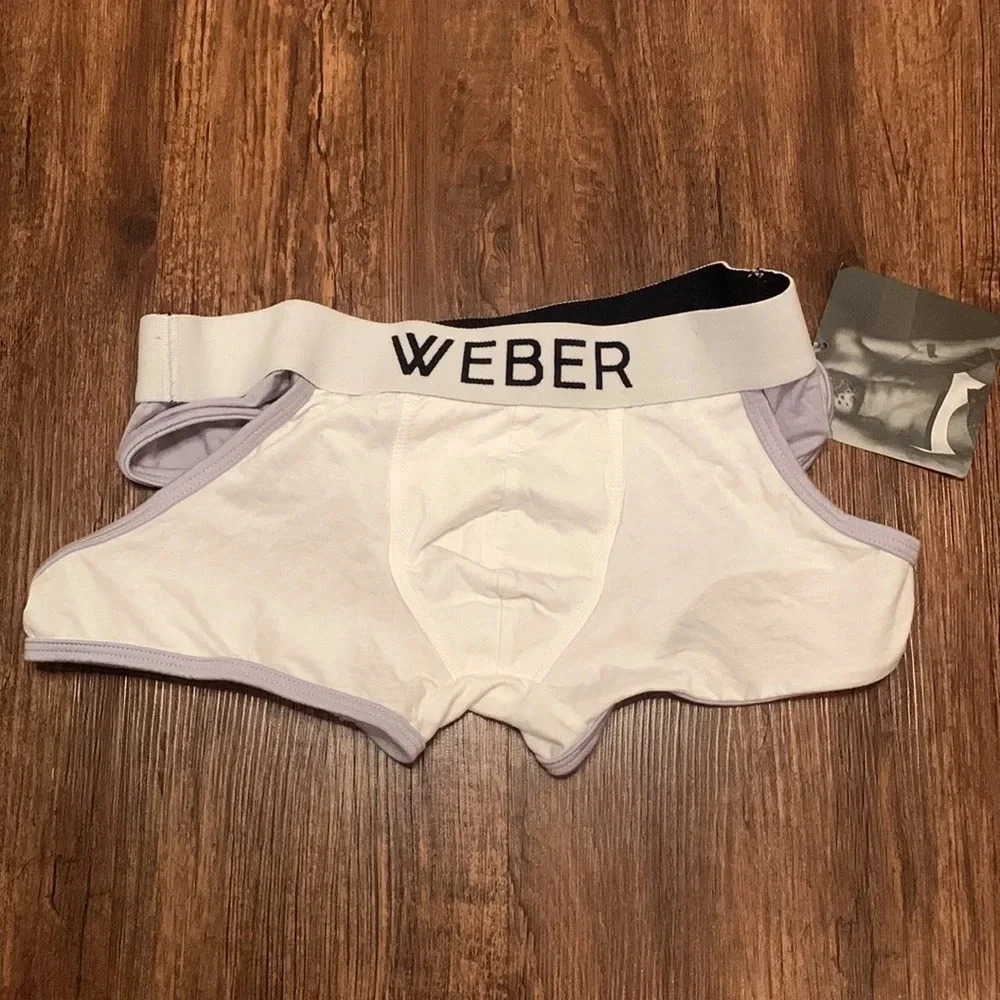 Katy Weber Men’s Jock Brief Underwear Pima Cotton White Gray Size XS New
